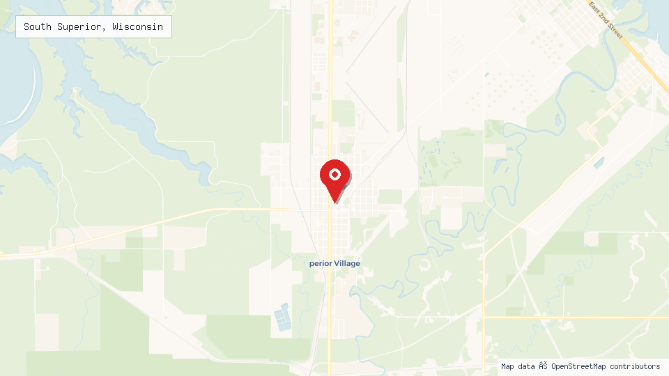 Street map of South Superior, Wisconsin with location pin