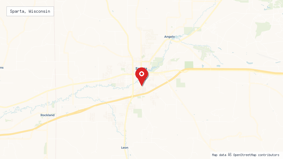 Street map of Sparta, Wisconsin with location pin