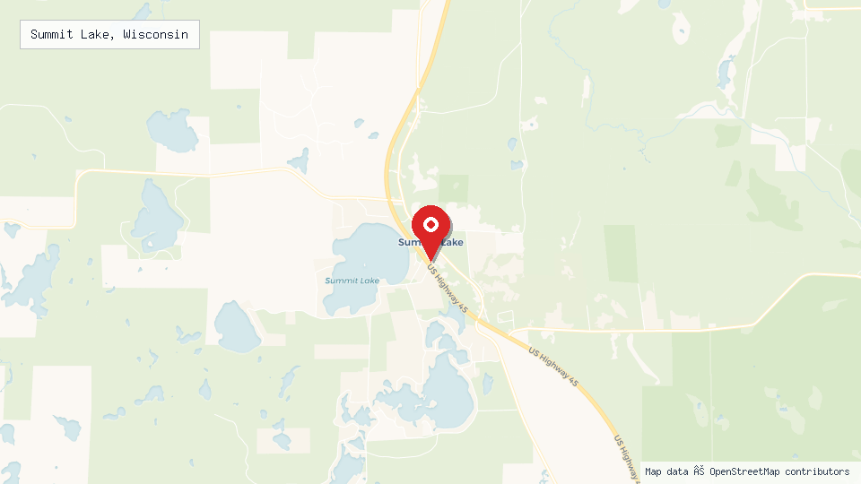 Street map of Summit Lake, Wisconsin with location pin