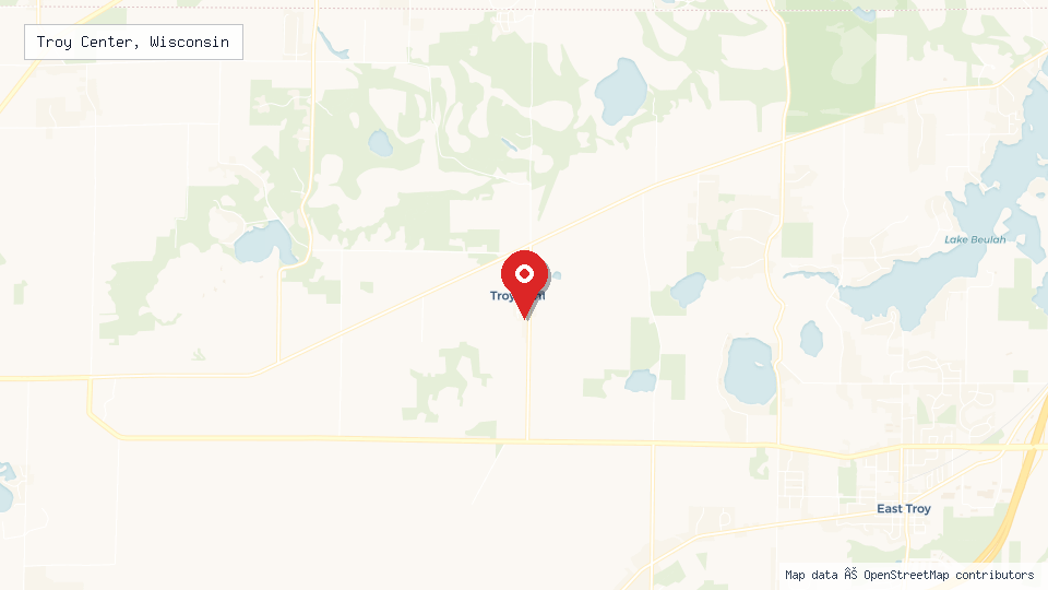 Street map of Troy Center, Wisconsin with location pin