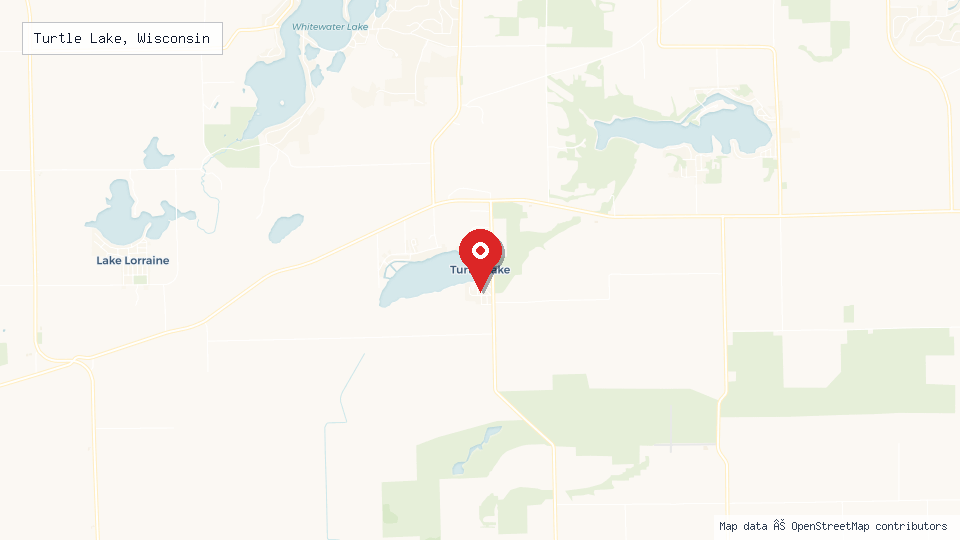 Street map of Turtle Lake, Wisconsin with location pin