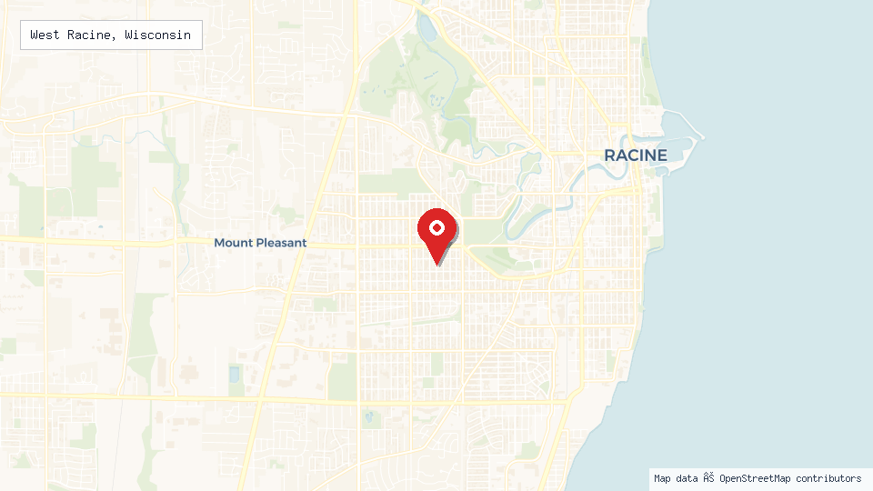 Street map of West Racine, Wisconsin with location pin