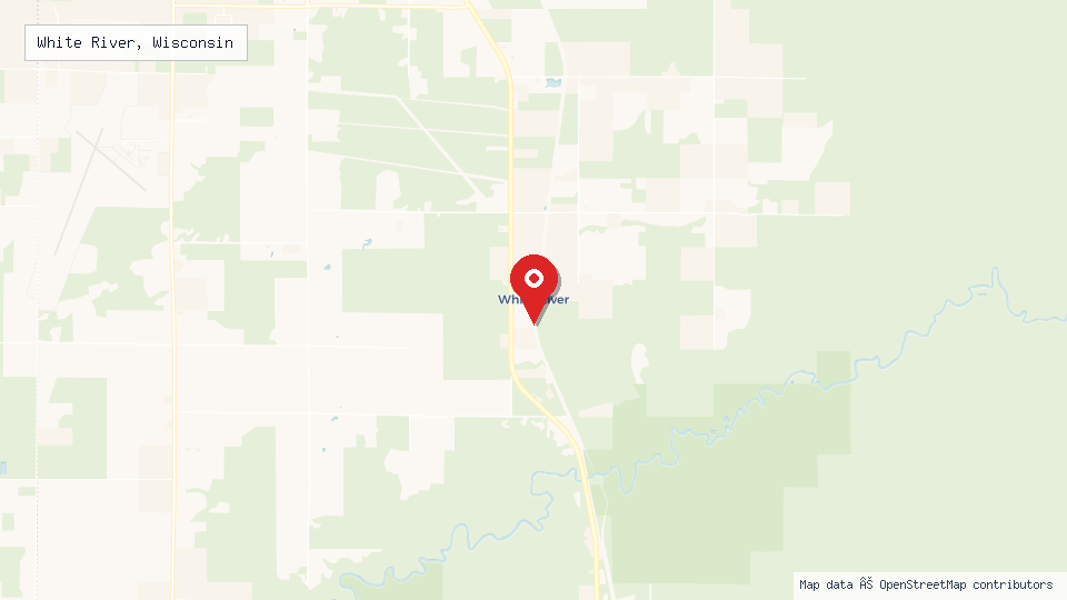 Street map of White River, Wisconsin with location pin