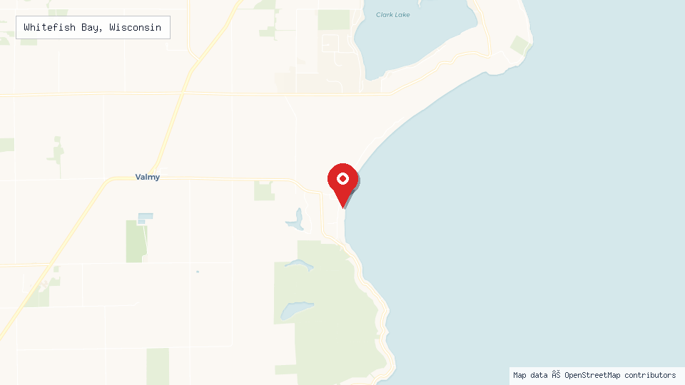 Street map of Whitefish Bay, Wisconsin with location pin