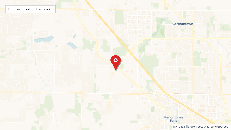 Street map of Willow Creek, Wisconsin with location pin