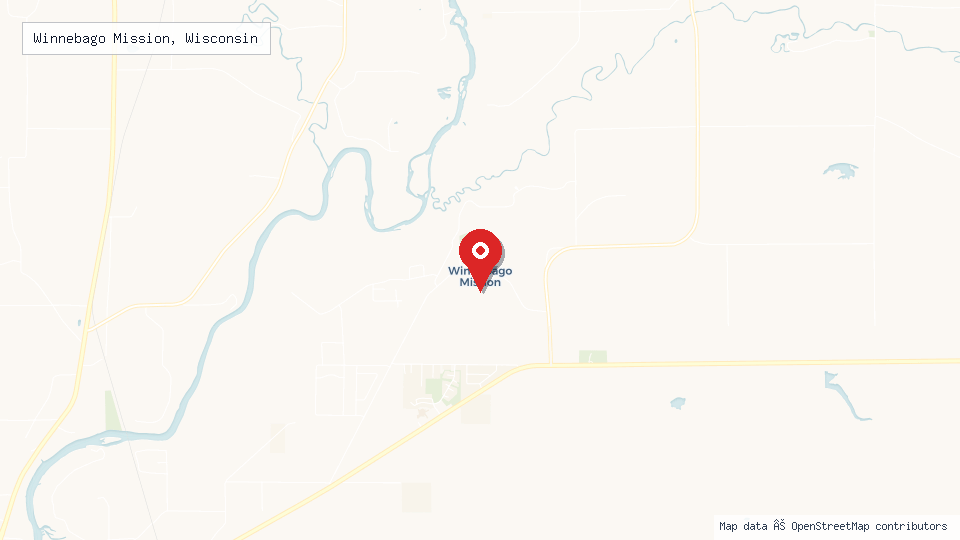 Street map of Winnebago Mission, Wisconsin with location pin
