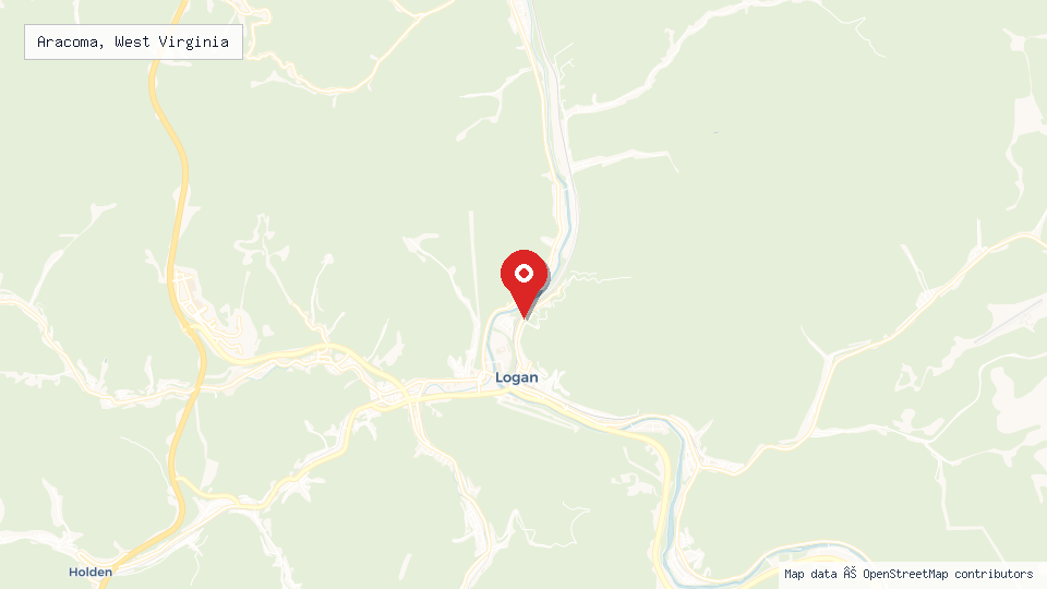 Street map of Aracoma, West Virginia with location pin