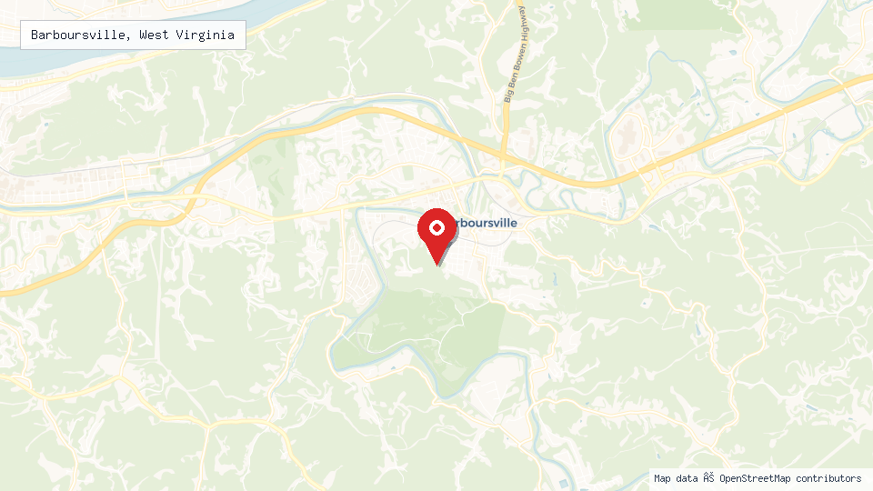Street map of Barboursville, West Virginia with location pin