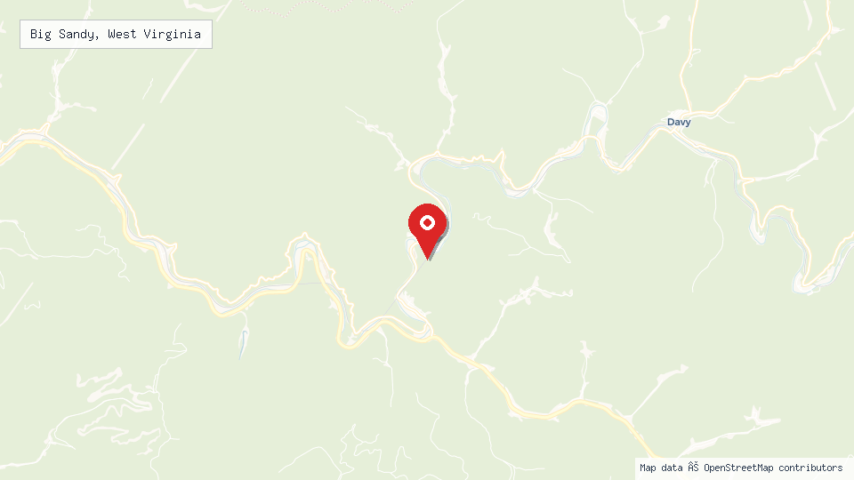 Street map of Big Sandy, West Virginia with location pin
