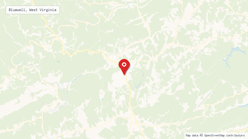 Street map of Bluewell, West Virginia with location pin