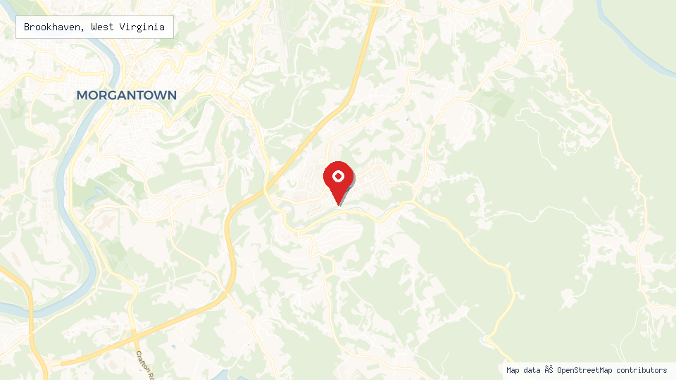 Street map of Brookhaven, West Virginia with location pin