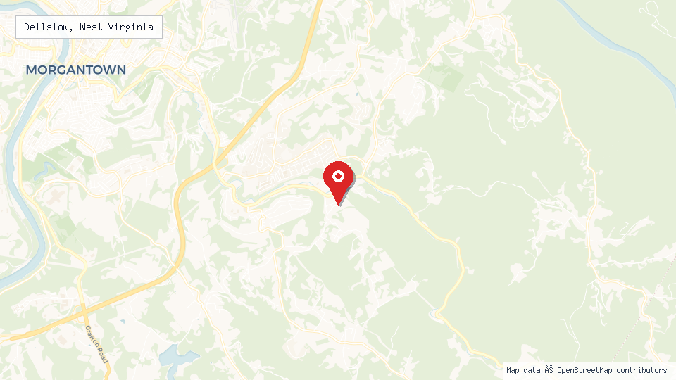 Street map of Dellslow, West Virginia with location pin