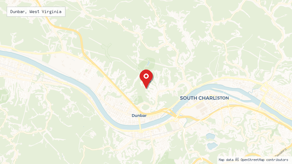Street map of Dunbar, West Virginia with location pin