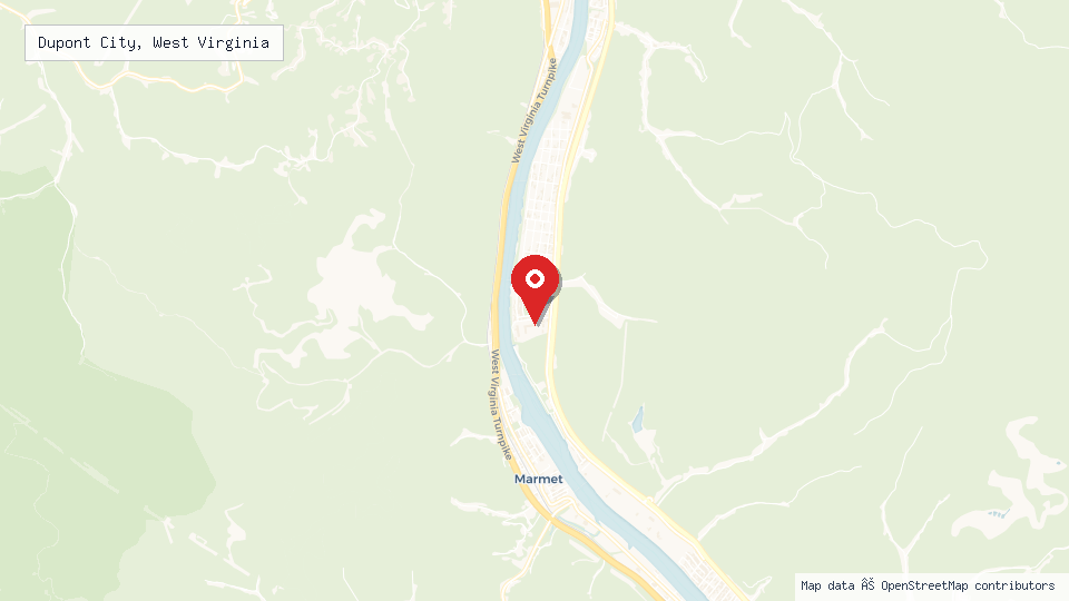 Street map of Dupont City, West Virginia with location pin