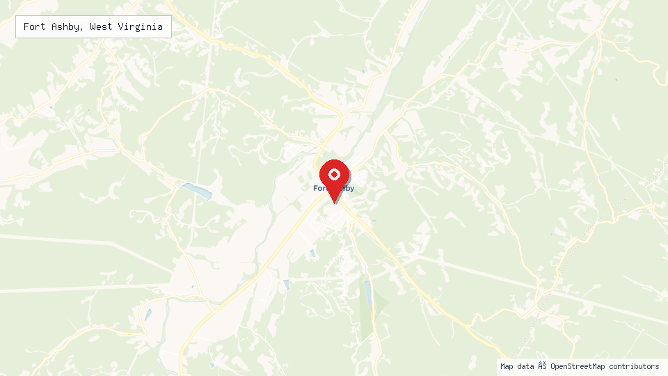 Street map of Fort Ashby, West Virginia with location pin