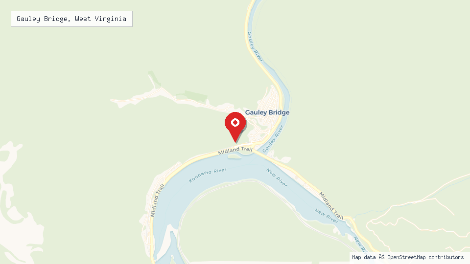 Street map of Gauley Bridge, West Virginia with location pin