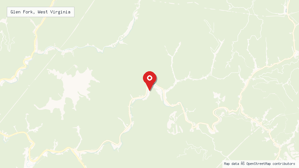 Street map of Glen Fork, West Virginia with location pin