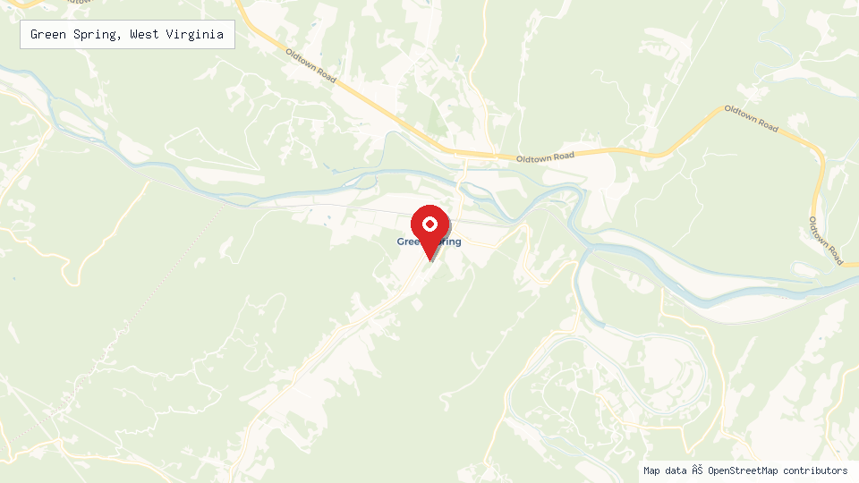 Street map of Green Spring, West Virginia with location pin