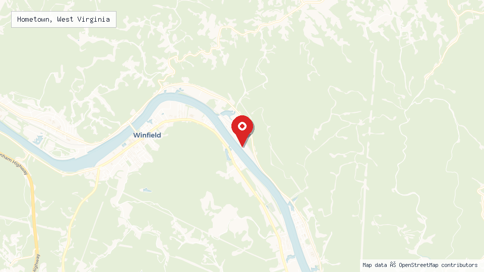Street map of Hometown, West Virginia with location pin