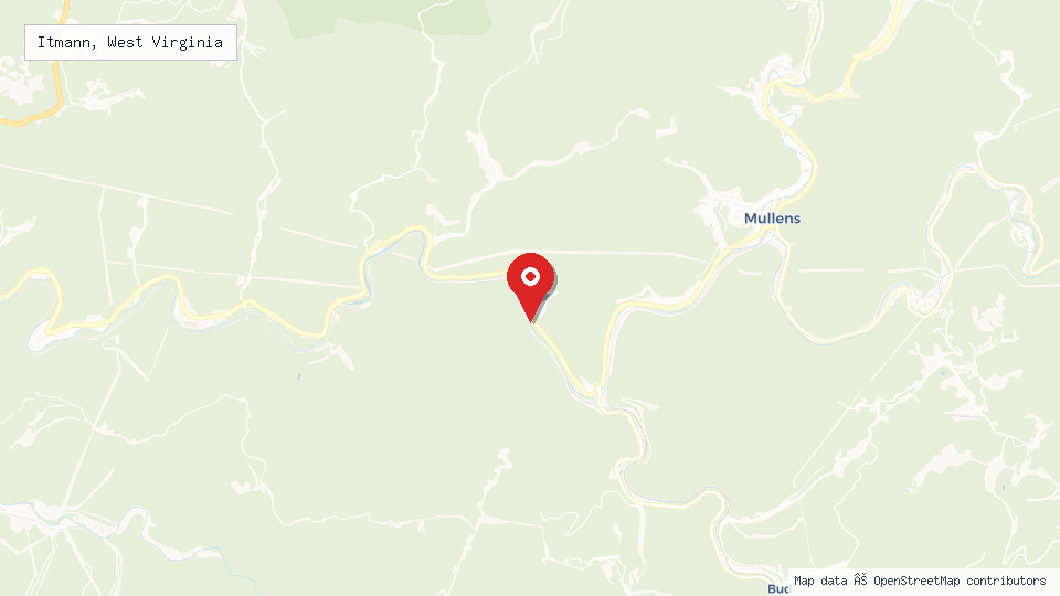 Street map of Itmann, West Virginia with location pin