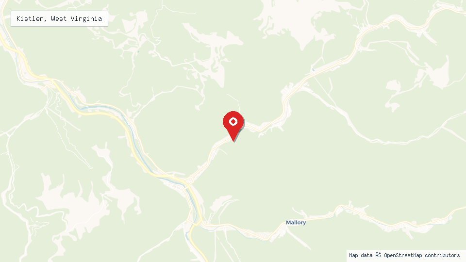 Street map of Kistler, West Virginia with location pin