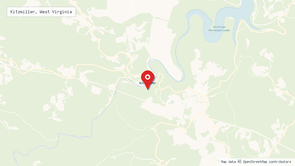 Street map of Kitzmiller, West Virginia with location pin
