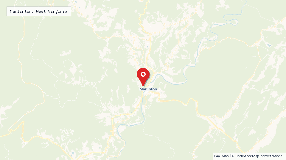 Street map of Marlinton, West Virginia with location pin