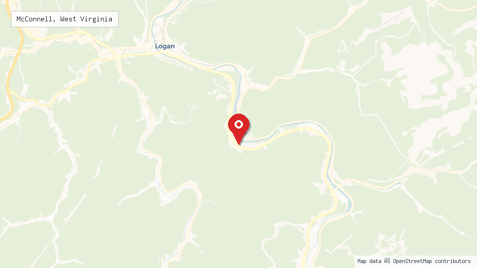 Street map of McConnell, West Virginia with location pin
