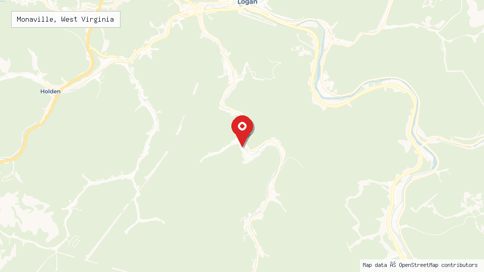 Street map of Monaville, West Virginia with location pin