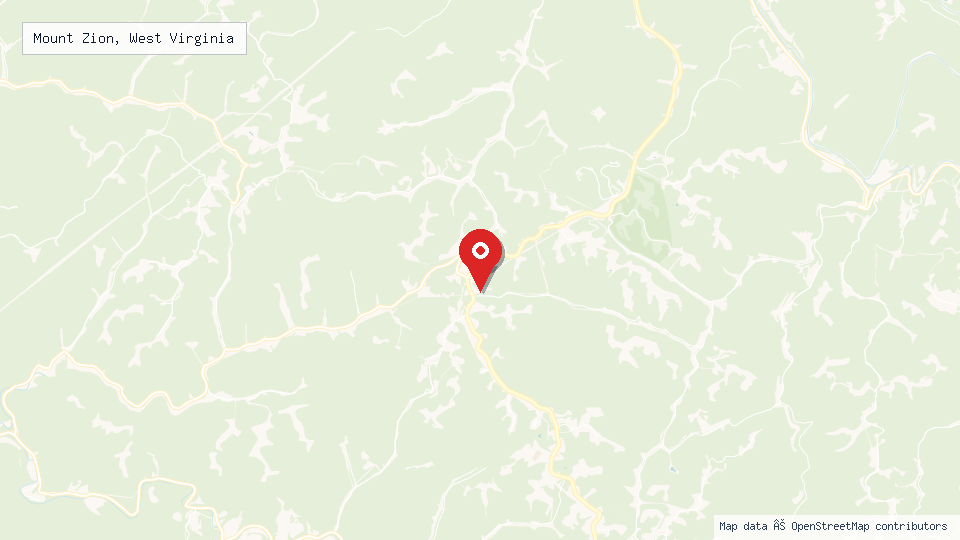 Street map of Mount Zion, West Virginia with location pin