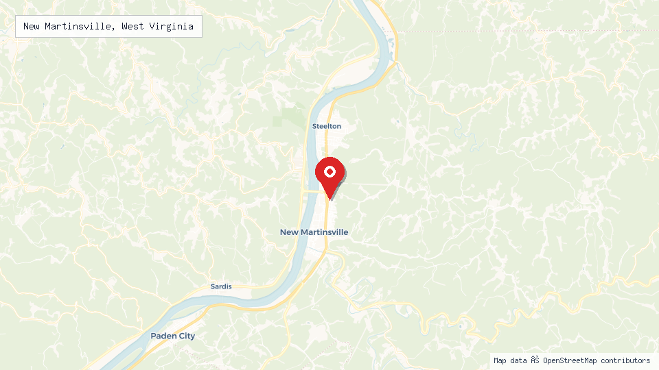 Street map of New Martinsville, West Virginia with location pin