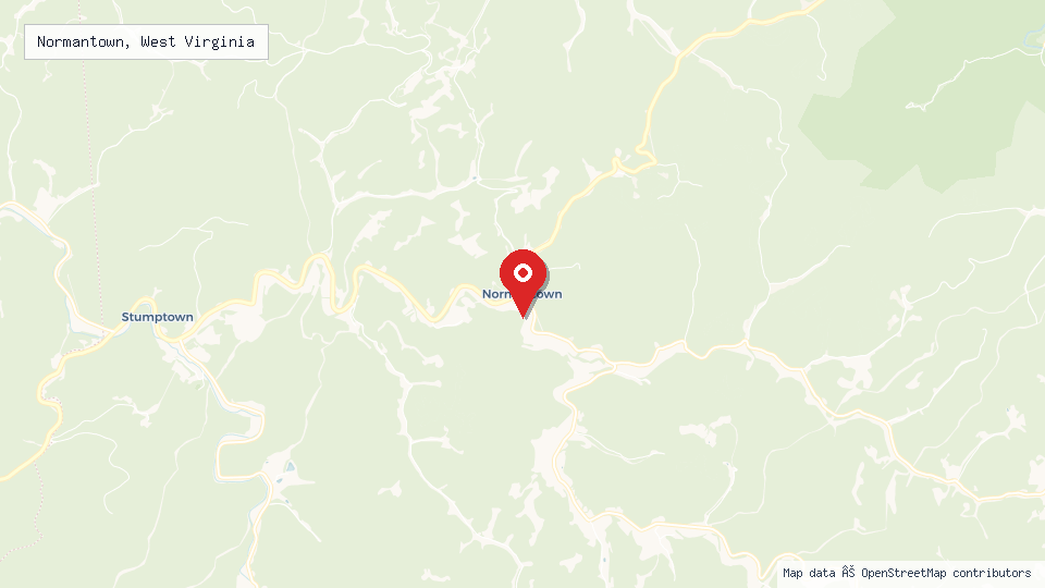 Street map of Normantown, West Virginia with location pin