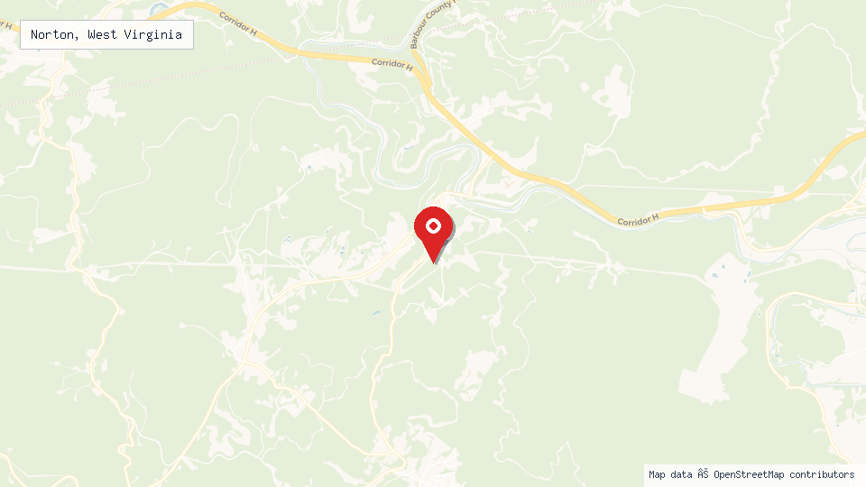 Street map of Norton, West Virginia with location pin