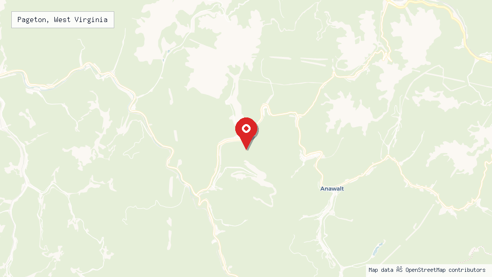 Street map of Pageton, West Virginia with location pin