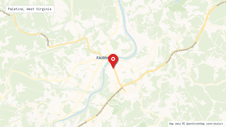 Street map of Palatine, West Virginia with location pin