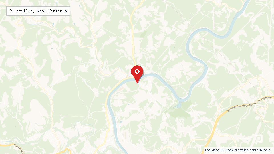 Street map of Rivesville, West Virginia with location pin