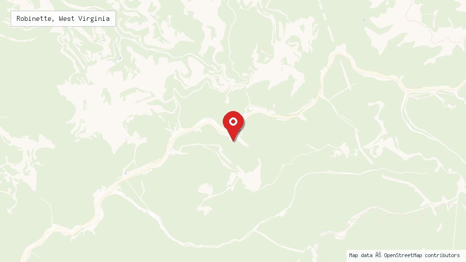 Street map of Robinette, West Virginia with location pin