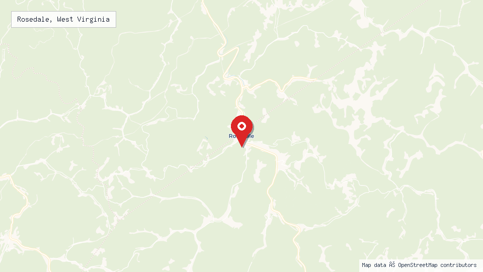 Street map of Rosedale, West Virginia with location pin