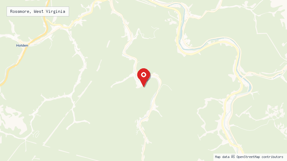 Street map of Rossmore, West Virginia with location pin