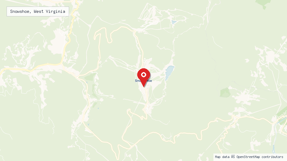 Street map of Snowshoe, West Virginia with location pin