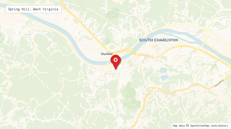 Street map of Spring Hill, West Virginia with location pin
