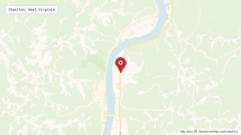 Street map of Steelton, West Virginia with location pin