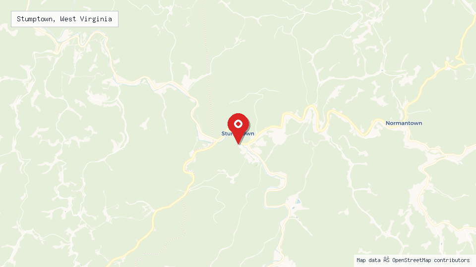 Street map of Stumptown, West Virginia with location pin