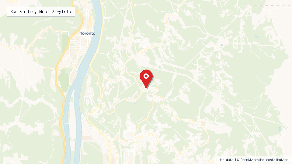Street map of Sun Valley, West Virginia with location pin