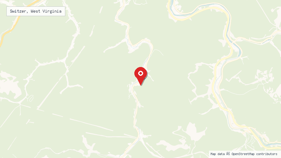 Street map of Switzer, West Virginia with location pin