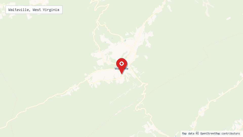 Street map of Waiteville, West Virginia with location pin