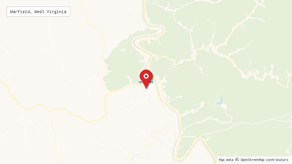 Street map of Warfield, West Virginia with location pin