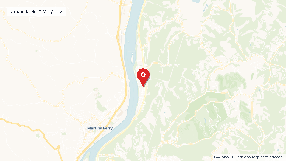 Street map of Warwood, West Virginia with location pin