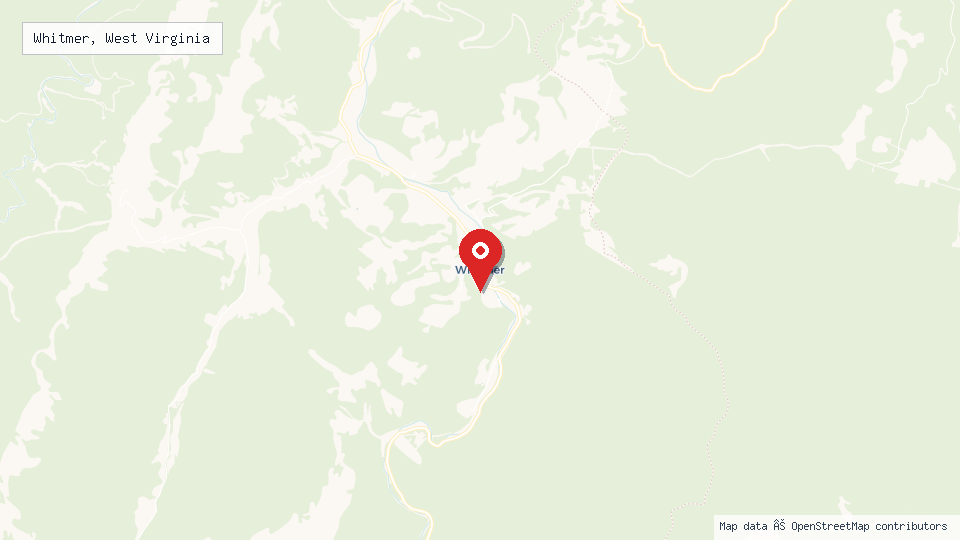 Street map of Whitmer, West Virginia with location pin
