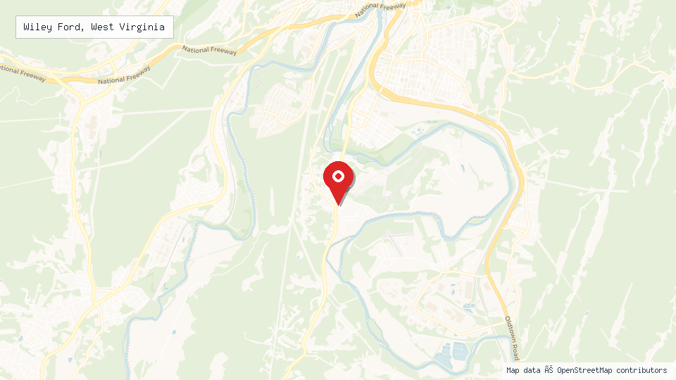 Street map of Wiley Ford, West Virginia with location pin